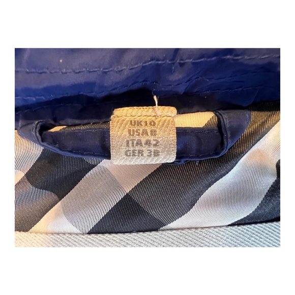 Burberry Brit Royal Blue Trench Coat Zip-In Hood Belted Women’s Size 8 - Picture 5 of 16